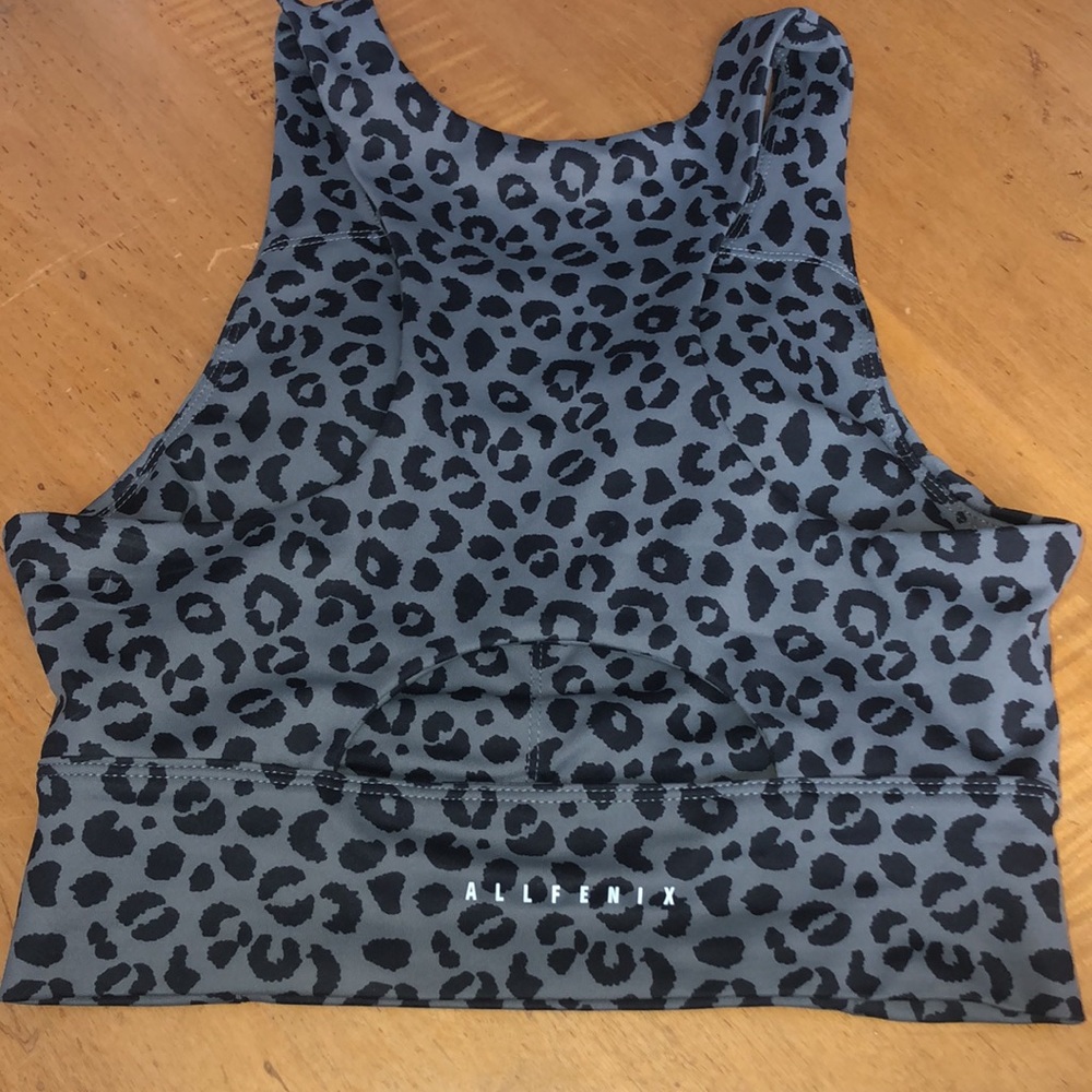 Anthropologie All Fenix Sports Charcoal Leopard Jagger Long Bra size medium bra - Picture 8 of 9